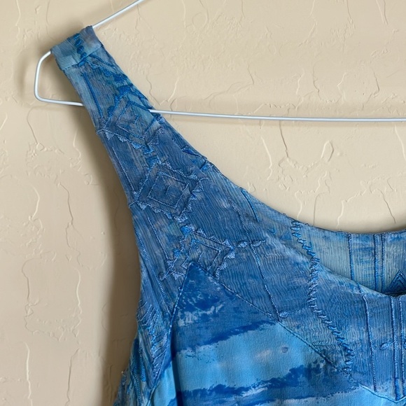 Gypsy 05 Silk Beachy Blue Boho Embroidered Printed Maxi Dress - Picture 4 of 15